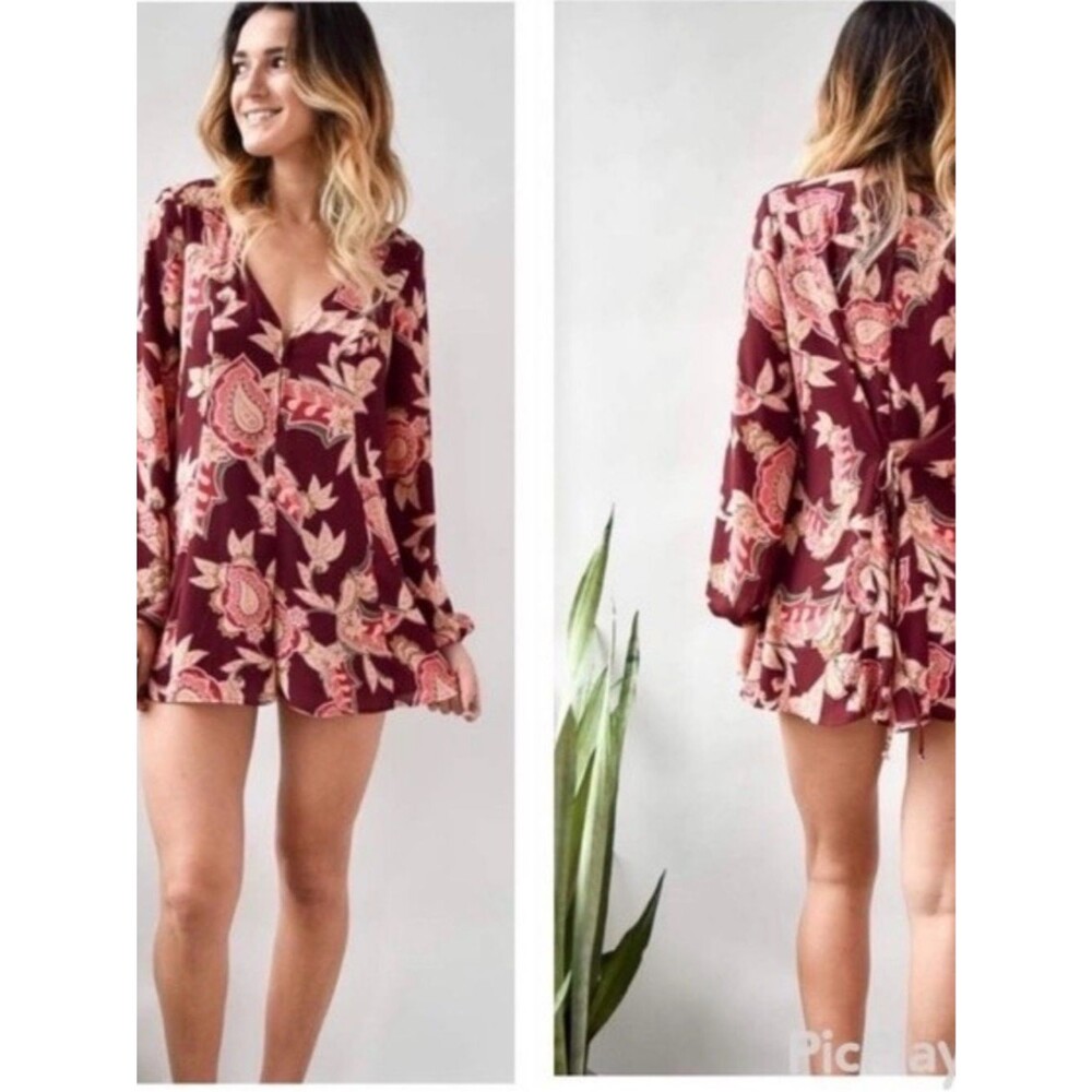 Show Me Your MuMu Bailey Romper burgundy size small